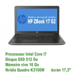 Station de travail mobile HP ZBook 17 G2 - 17,3" - Core i7 - SSD 512 Go - 16 Go - Quadro K3100M