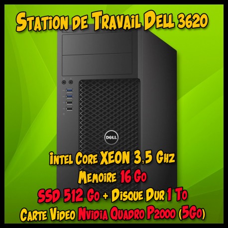 DELL PRECISION 3620 - Intel Core XEON - 16Go - SSD 512 Go + Disque dur 1 To - Quadro P2000 (5Go)