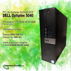 DELL Optiplex 5040 (SFF) - Core i5 - SSD 256Go + Disque dur 500Go - 8Go - AMD RADEON R5 340X