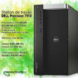 DELL PRECISION 7910 - Intel Core XEON - 32Go - SSD 256 Go + Disque dur 500 Go - Quadro K4200 (4Go)