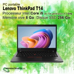 Lenovo ThinkPad T14 - 14" - Intel Core i5-10310U - SSD 256 Go - 8 Go