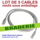 LOT de 10 câbles réseau Ethernet RJ45 longueur 5 mètres Cat. 5e NEUFS !